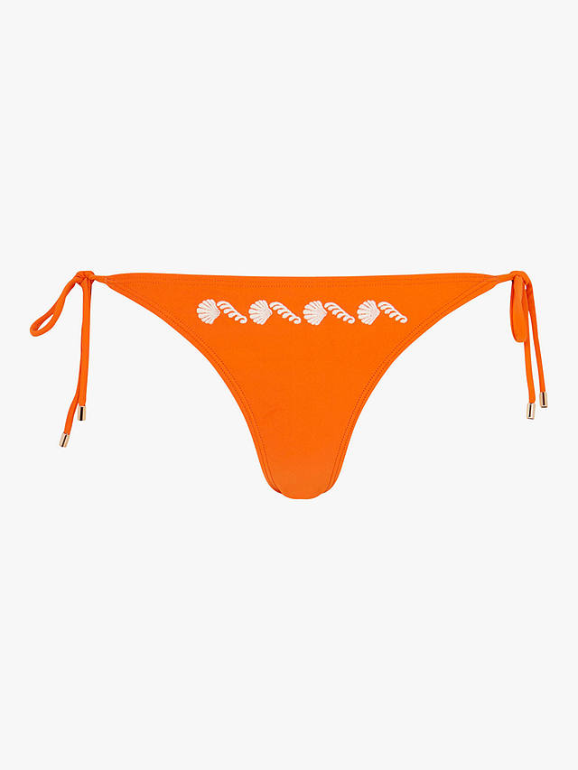Accessorize Ornamental Embroidered Tie Side Bikini Bottoms, Orange