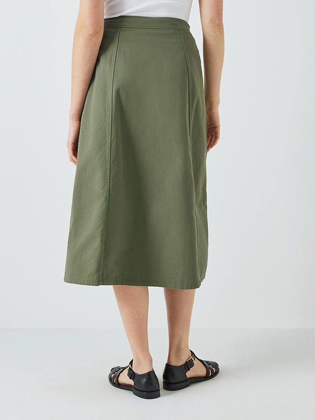 John Lewis Utility Wrap Midi Skirt, Khaki