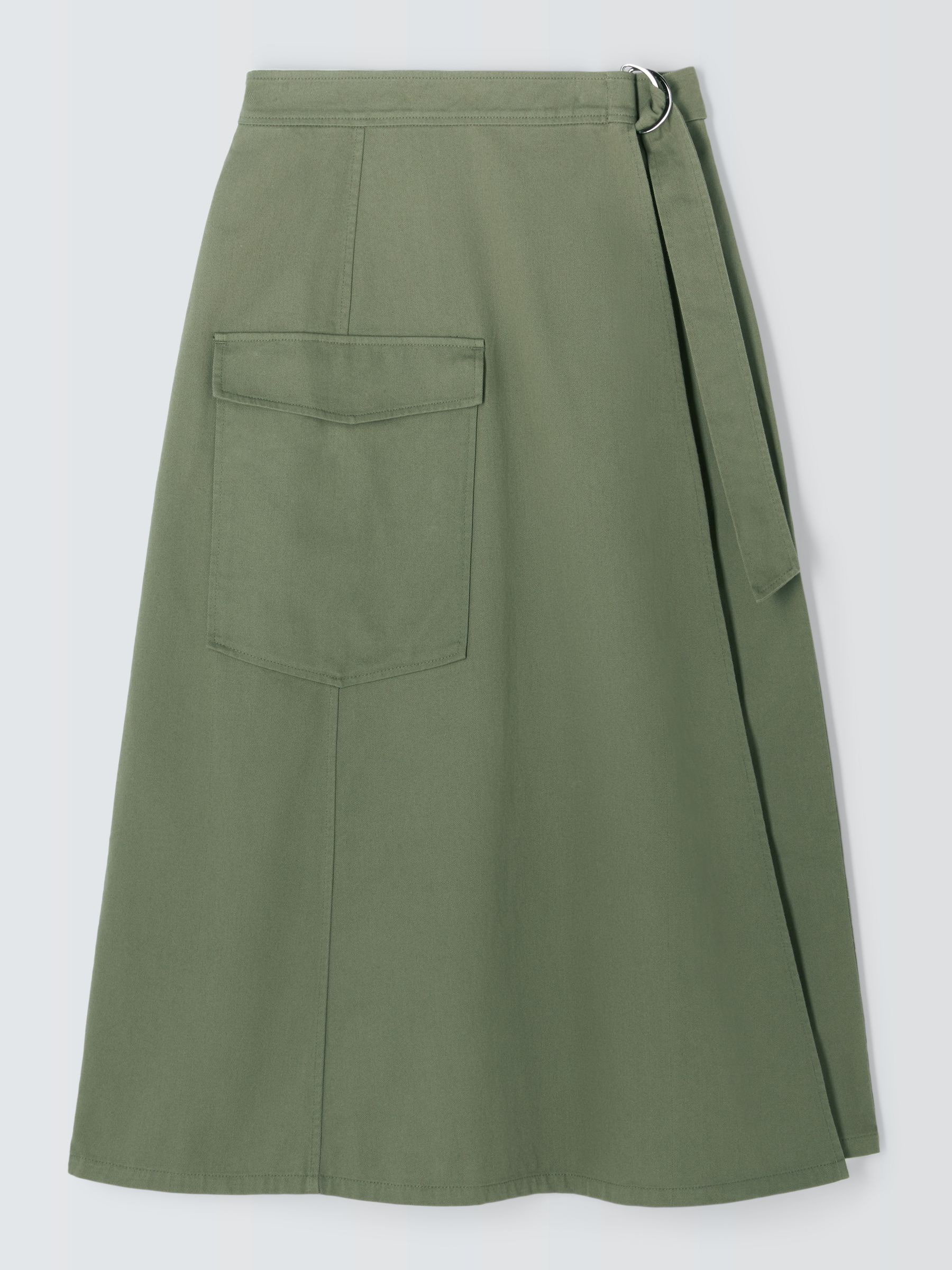 John Lewis Utility Wrap Midi Skirt, Khaki, 18