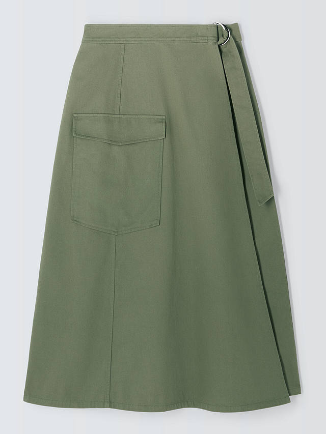 John Lewis Utility Wrap Midi Skirt, Khaki