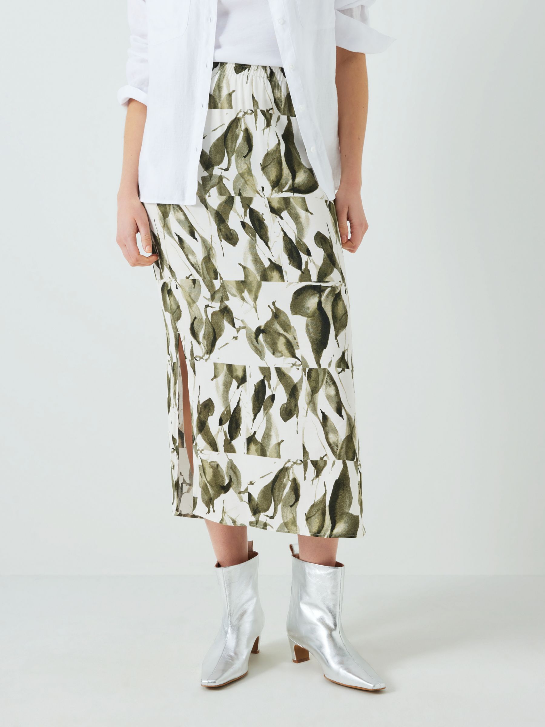 John Lewis Spliced Leaf Midi Skirt at John Lewis & Partners
