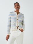 John Lewis Tuck Stitch Striped Chunky Cardigan, Yellow/Blue, Yellow/Blue