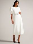 Ted Baker Gabyela Puff Sleeve Belted Midi Dress, White