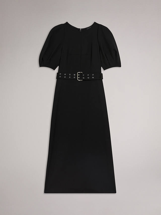Ted Baker Gabyela Puff Sleeve Belted Midi Dress, Black