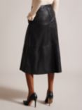 Ted Baker Oaklyna Leather Panelled A-Line Midi Skirt, Black