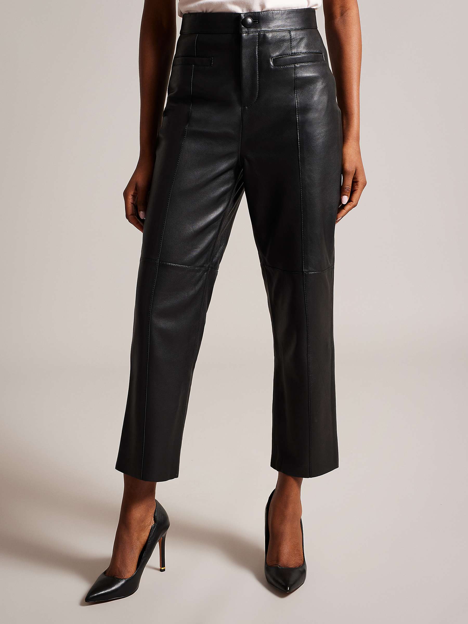 Buy Ted Baker Enyyaa Cropped Leather Trouser, Black Online at johnlewis.com