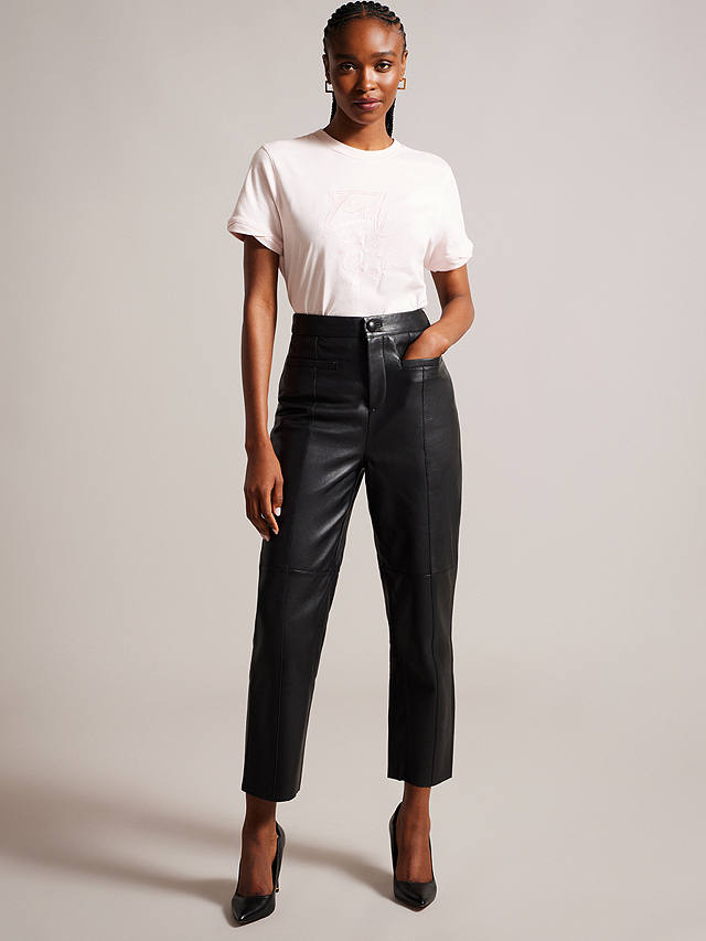 Ted Baker Enyyaa Cropped Leather Trouser, Black