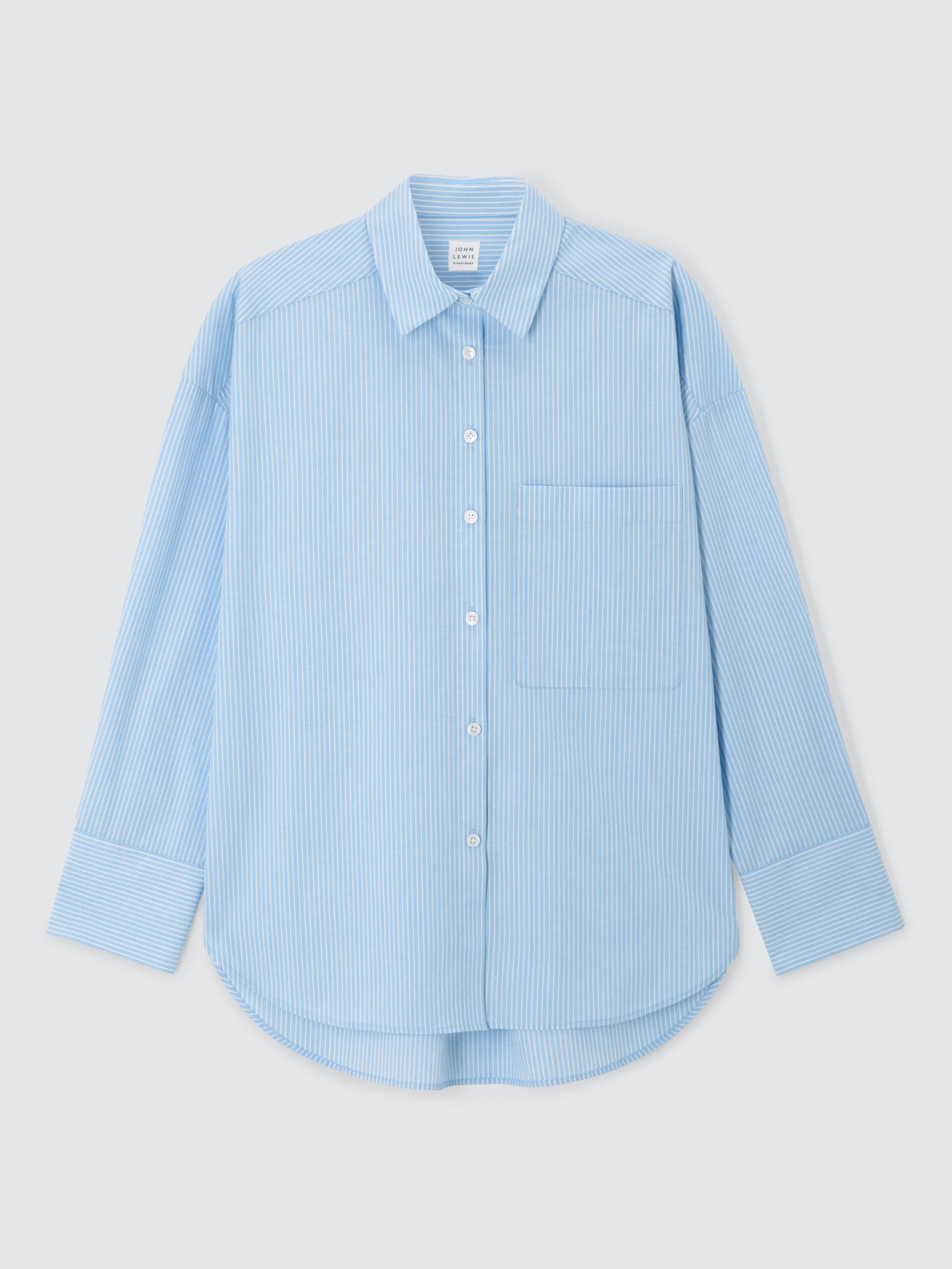 John Lewis Stripe Cotton Shirt, Blue, 12