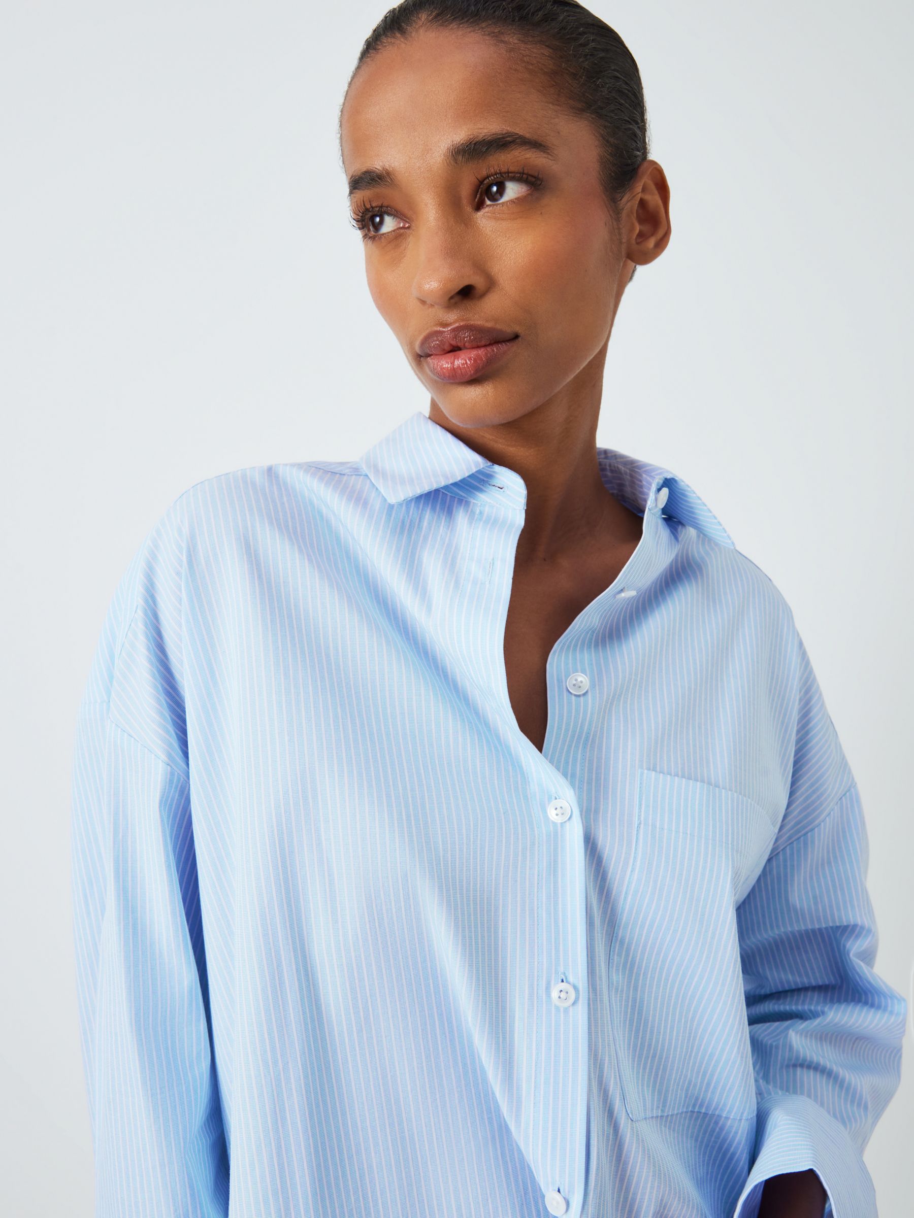 Buy John Lewis Stripe Cotton Shirt, Blue Online at johnlewis.com