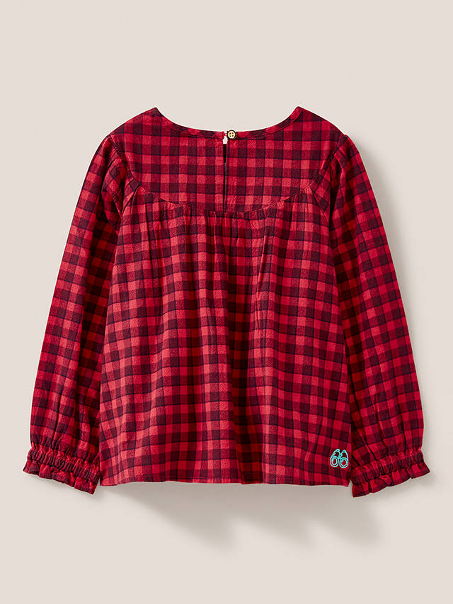 White Stuff Kids' Adeline Check Top, Red/Multi