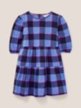White Stuff Kids' Chloe Check Tiered Dress, Blue/Multi