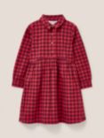 White Stuff Kids' Leila Check Shirt Dress, Red/Multi