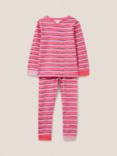 White Stuff Kids' Stripe Print Pyjama Set, Pink