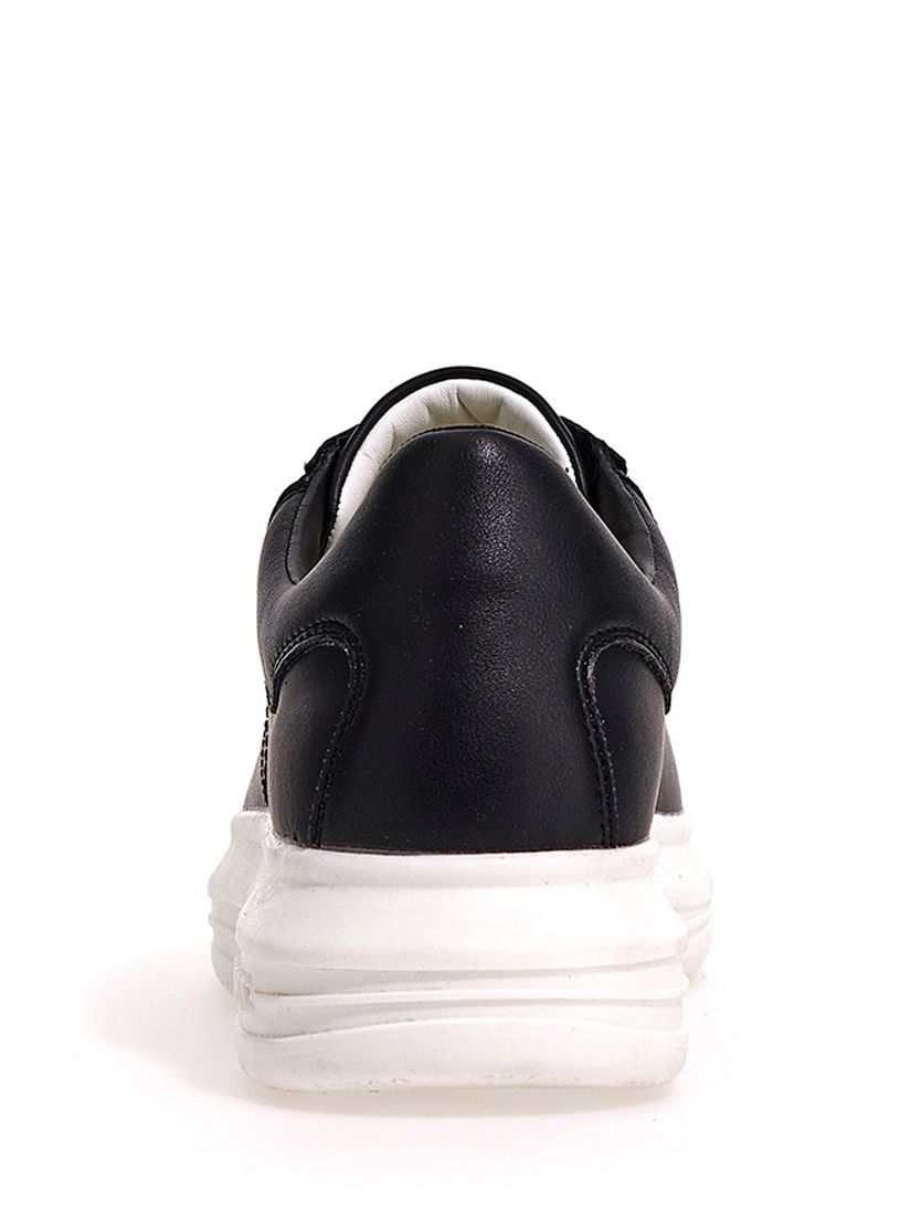 Buy GUESS Vibo Mixed Leather Trainers, Black Online at johnlewis.com