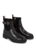 Tommy Hilfiger Essential Belt Detail Leather Ankle Boots, Black