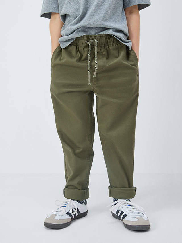 John Lewis Kids' Straight Fit Turn Up Chino Trousers, Khaki