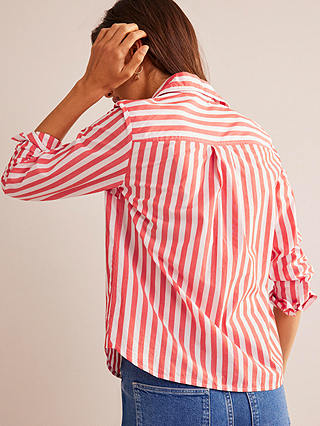 Boden Sienna Striped Cotton Shirt, Red/White