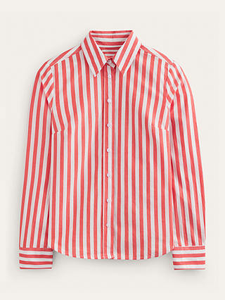 Boden Sienna Striped Cotton Shirt, Red/White
