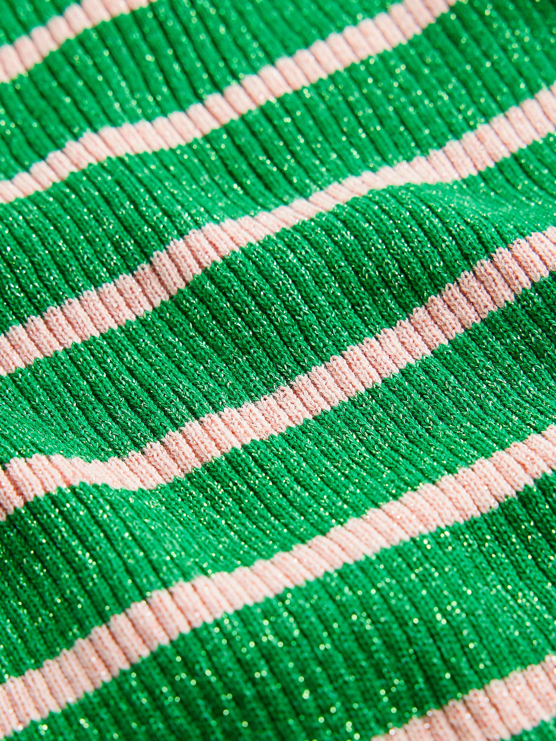 Boden Effie Sparkle Stripe Cotton Blend Jumper, Meadow Green/Pink at ...