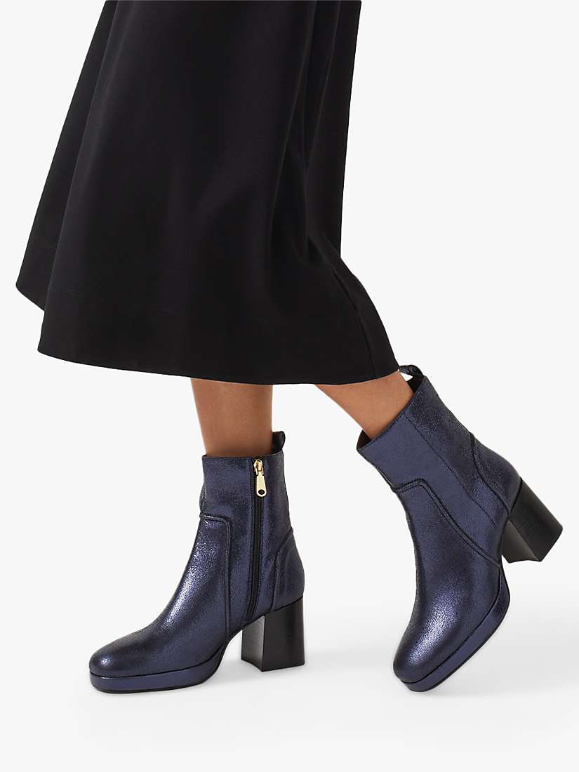 Buy Radley Elm Place Metallic Block Heel Platform Boots, Ink Online at johnlewis.com