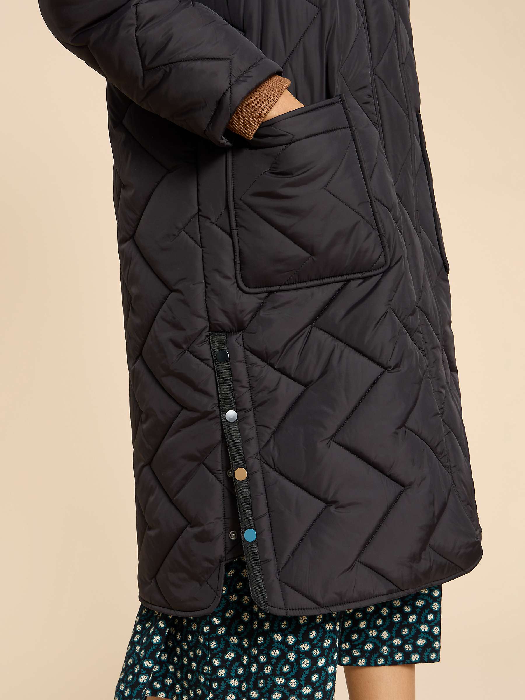 Buy White Stuff Sloane Padded Hooded Longline Coat, Black Online at johnlewis.com