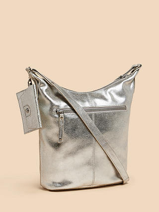 White Stuff Fern Leather Cross Body Bag, Silver