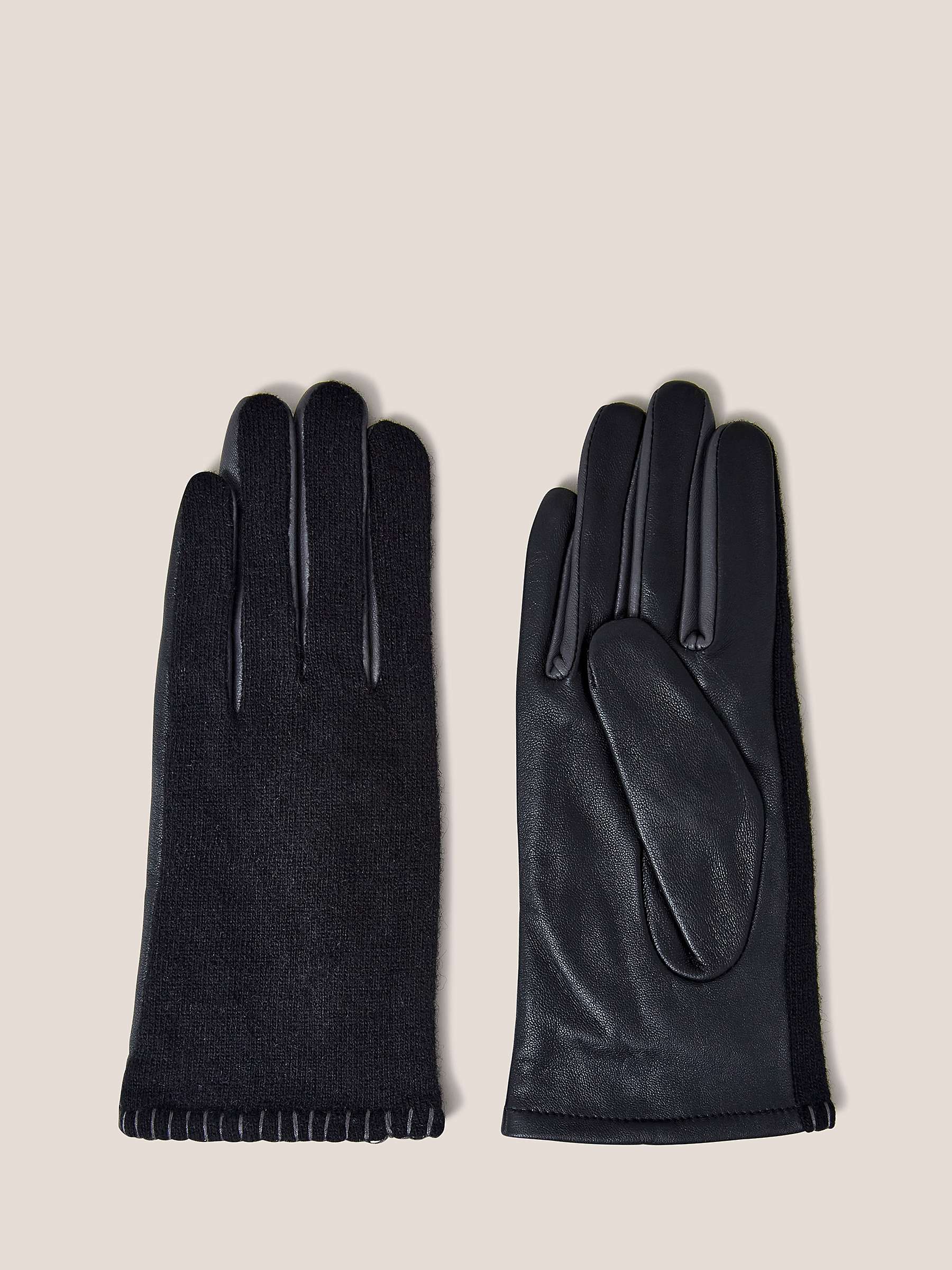 White Stuff Lucie Leather Gloves, Pure Black at John Lewis & Partners