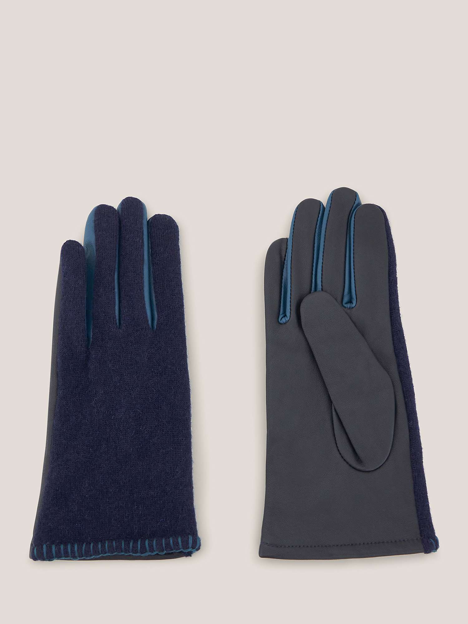 Buy White Stuff Lucie Leather Gloves, Dark Navy Online at johnlewis.com