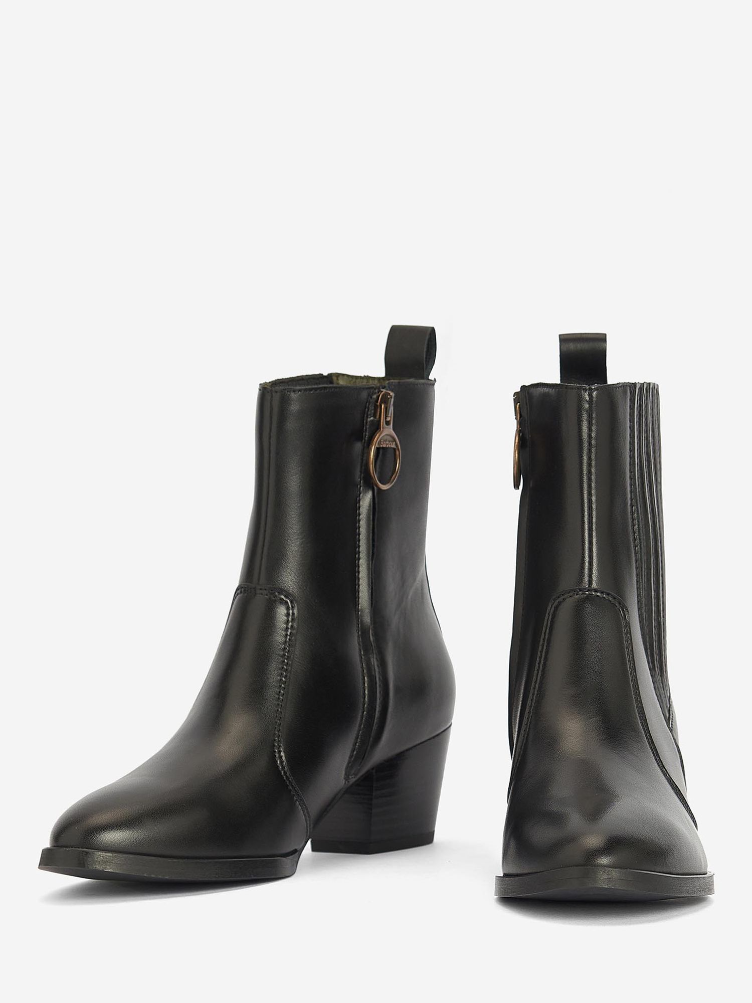 Barbour Elsa Chelsea Leather Boots, Black, 5