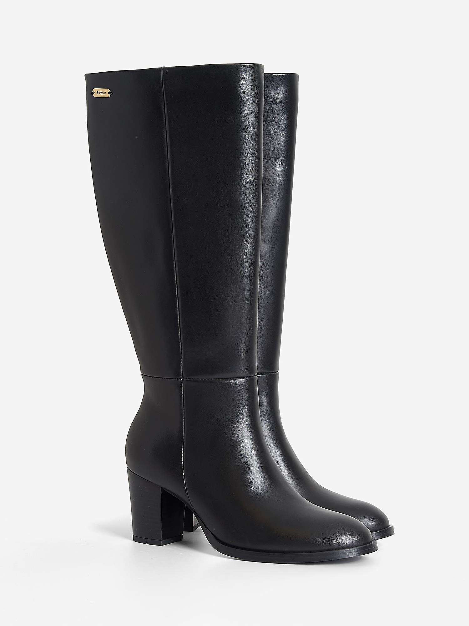Buy Barbour Gloria Leather Knee High Boots, Black Online at johnlewis.com