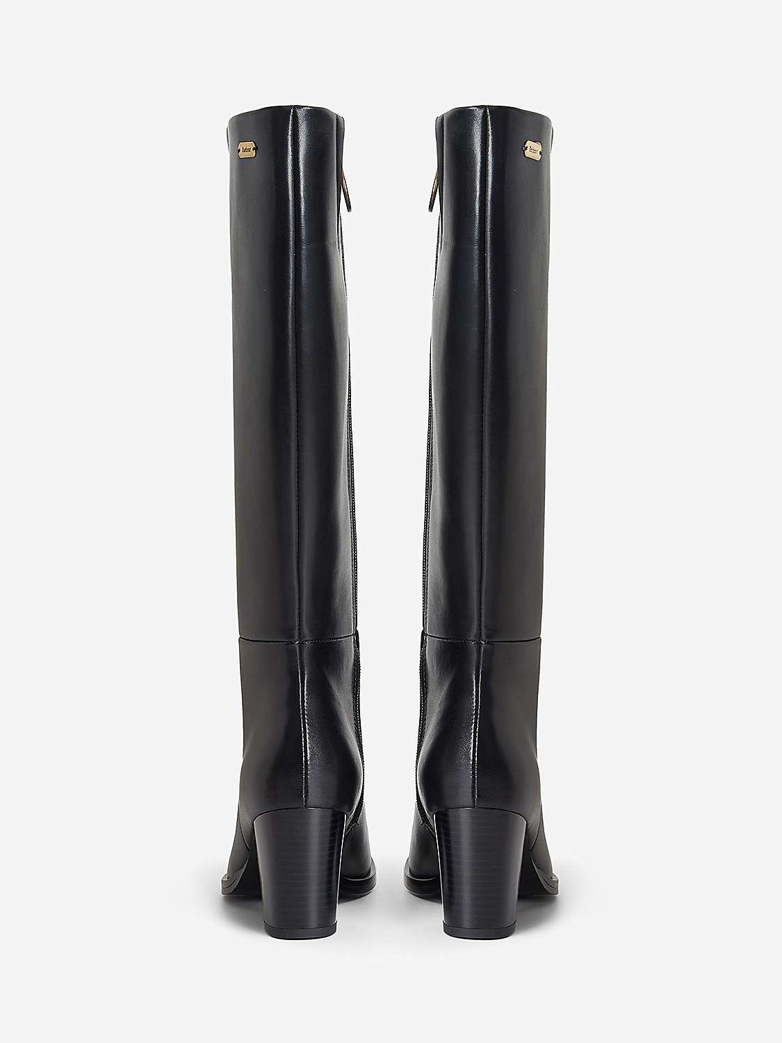 Barbour Gloria Leather Knee High Boots, Black at John Lewis & Partners
