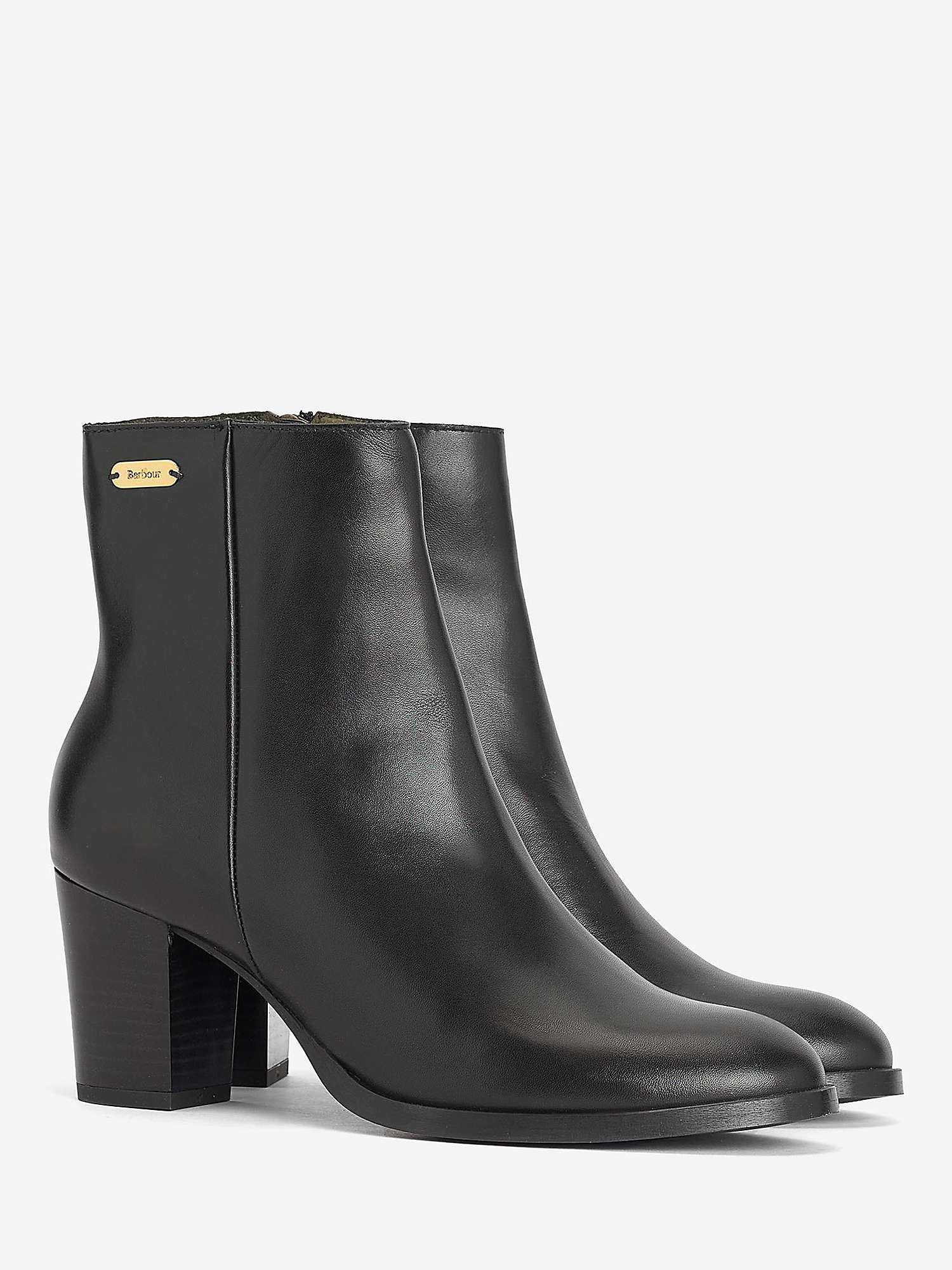 Buy Barbour Amelia Leather Ankle Boots, Black Online at johnlewis.com