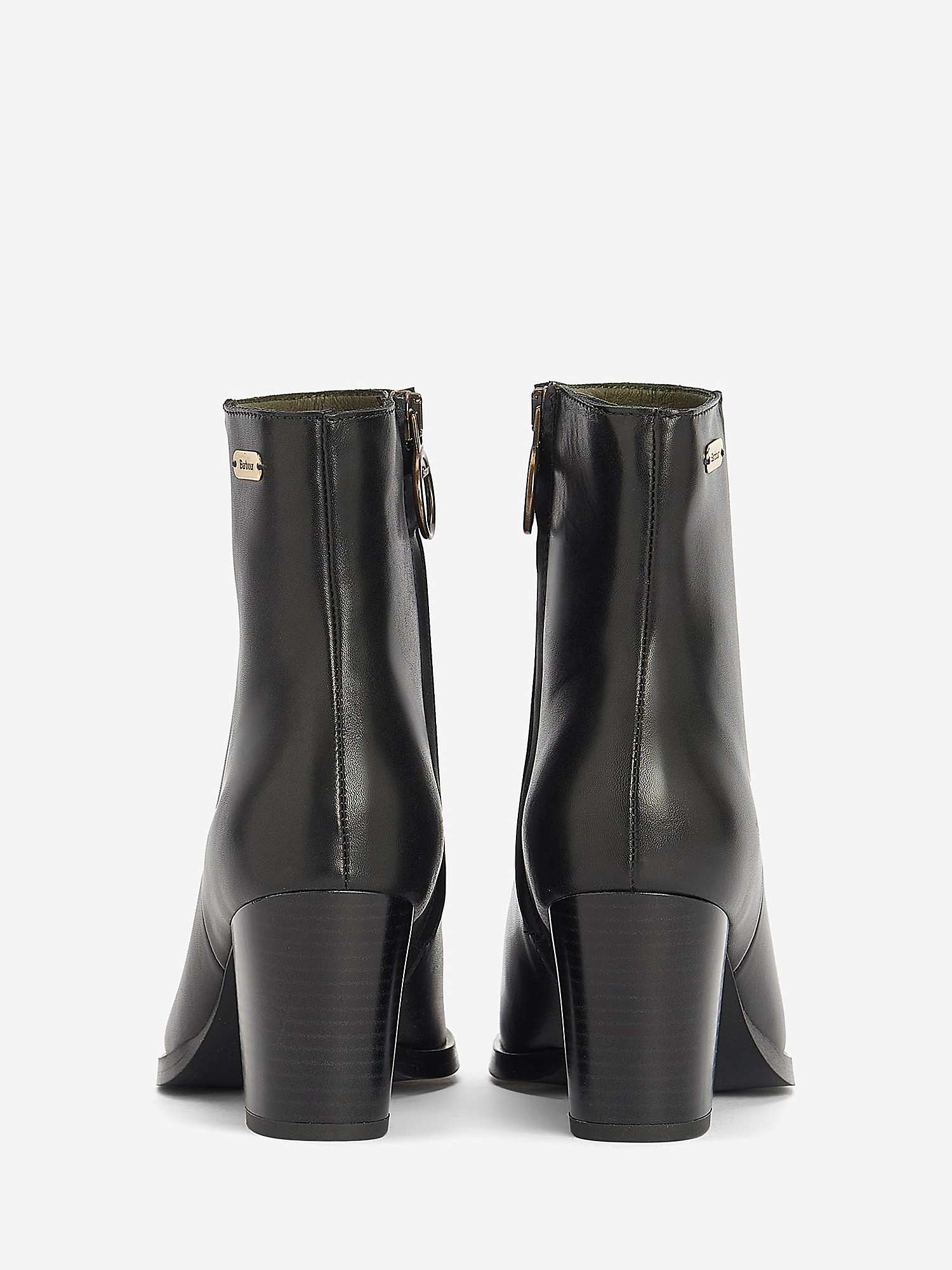 Buy Barbour Amelia Leather Ankle Boots, Black Online at johnlewis.com