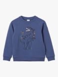 Polarn O. Pyret Kids' Organic Cotton Dinosaur Print Sweatshirt, Blue