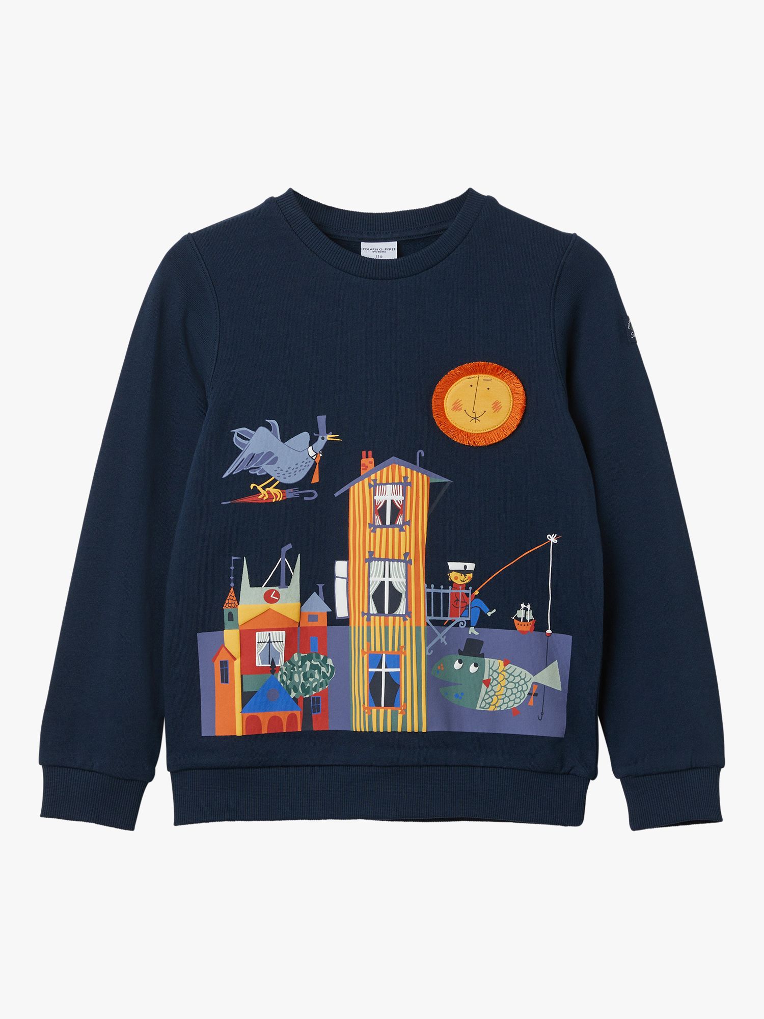Partners Sweatshirt, Blue & John Town at Organic Pyret Lewis Cotton Kids\' O. Print Polarn Scandi