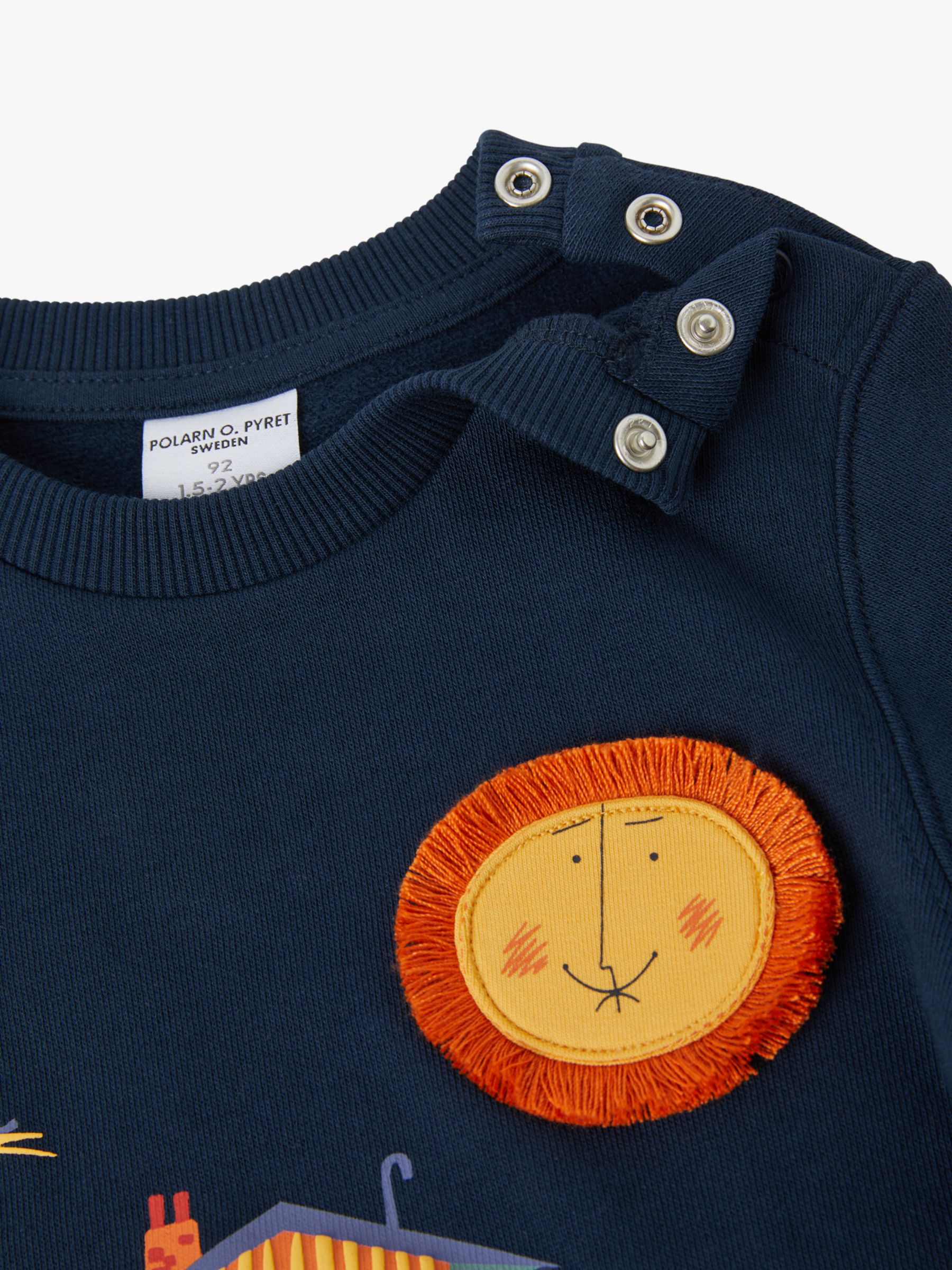 Polarn O. Pyret Kids\' Organic Town Print Sweatshirt, & John Cotton Scandi Blue at Partners Lewis