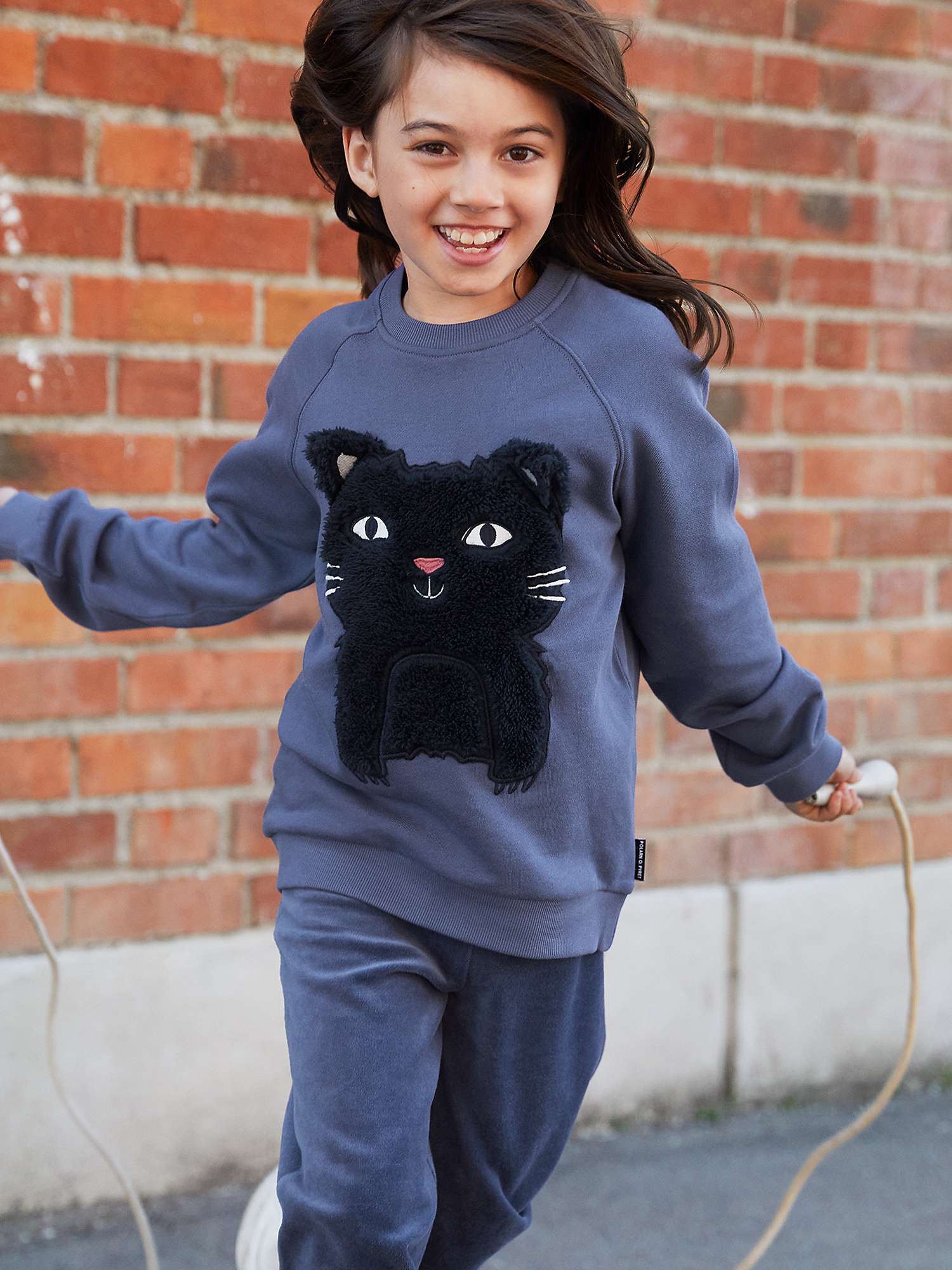 Buy Polarn O. Pyret Baby Organic Cotton Cat Sweatshirt, Blue Online at johnlewis.com