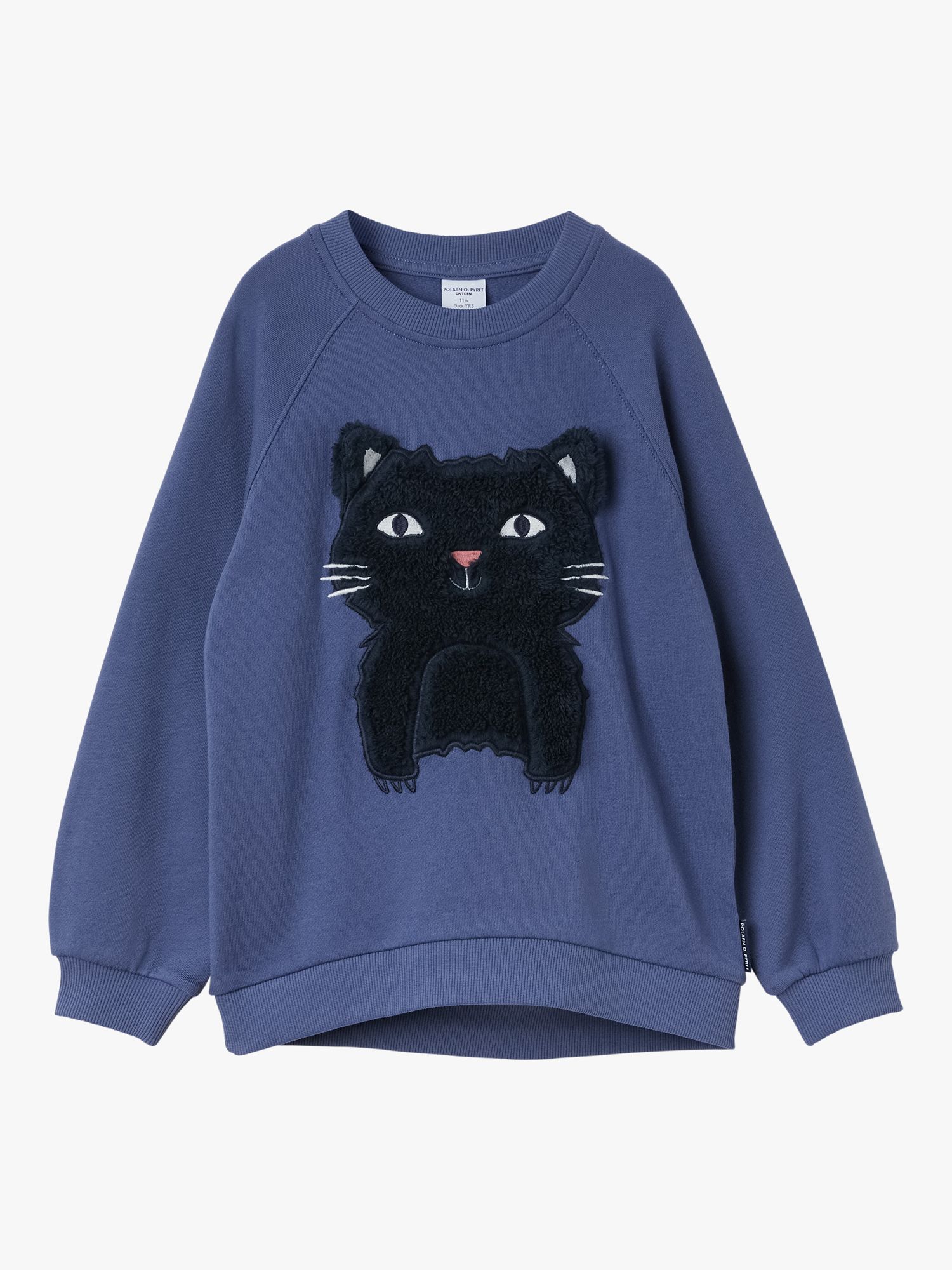 Polarn O. Pyret Baby Organic Cotton Cat Sweatshirt, Blue at John