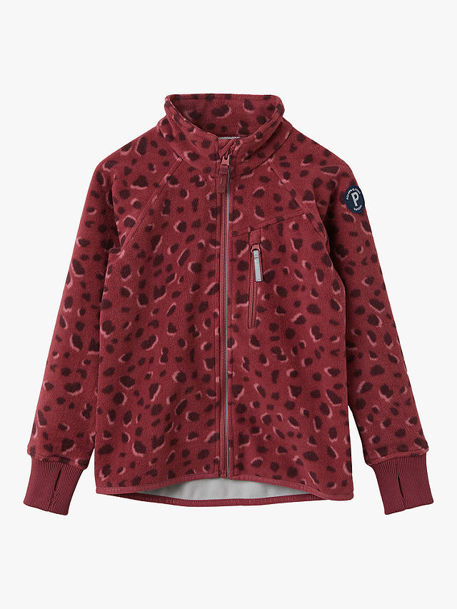 Polarn O. Pyret Kids' Cheetah Fleece Jacket, Grey, Pink