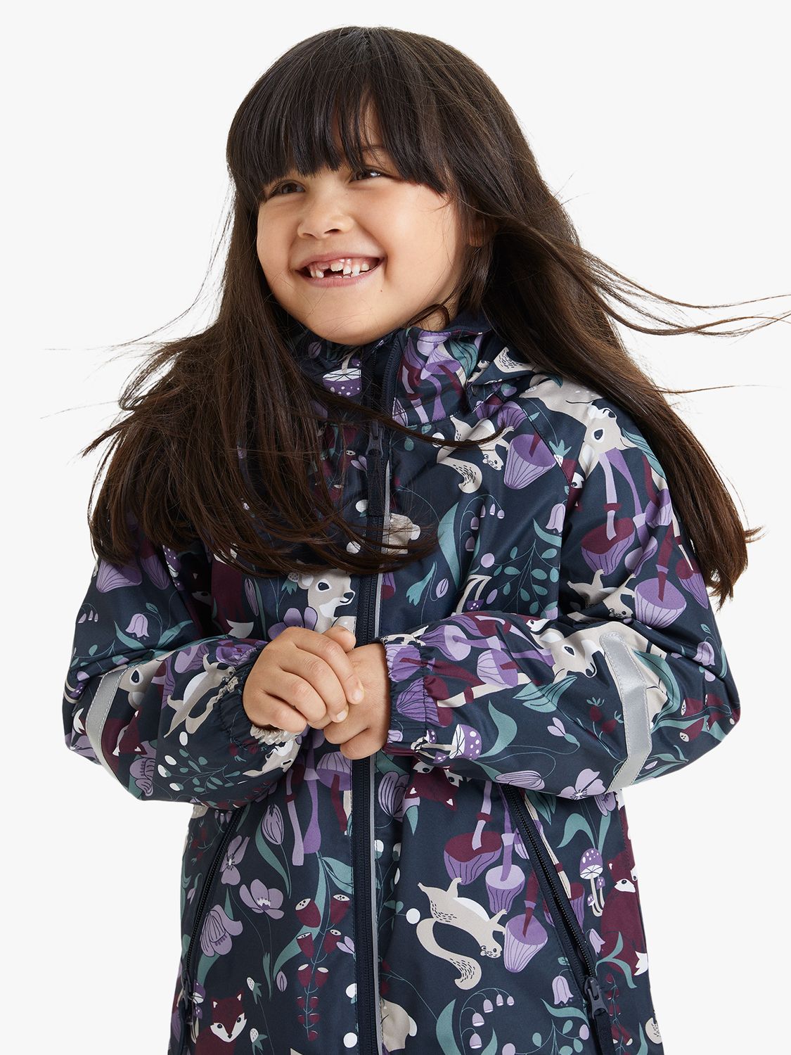 Polarn O. Pyret Kids' Animal Print Waterproof Shell Coat, Purple
