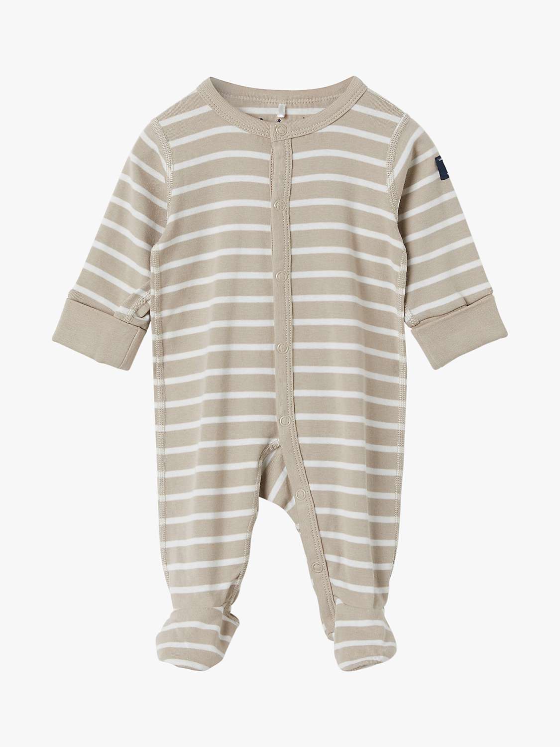 Buy Polarn O. Pyret Baby Organic Cotton Stripe Sleepsuit, Natural Online at johnlewis.com