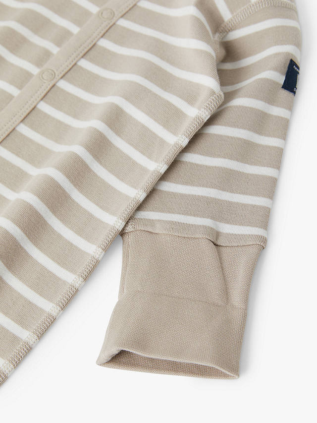 Polarn O. Pyret Baby Organic Cotton Stripe Sleepsuit, Natural