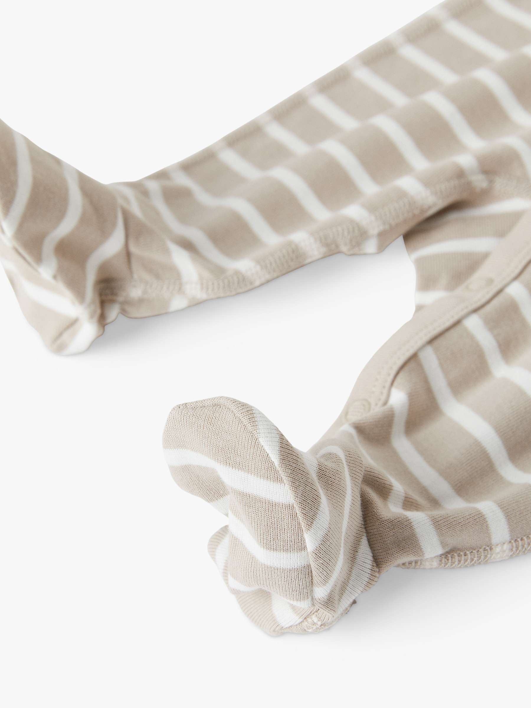 Buy Polarn O. Pyret Baby Organic Cotton Stripe Sleepsuit, Natural Online at johnlewis.com