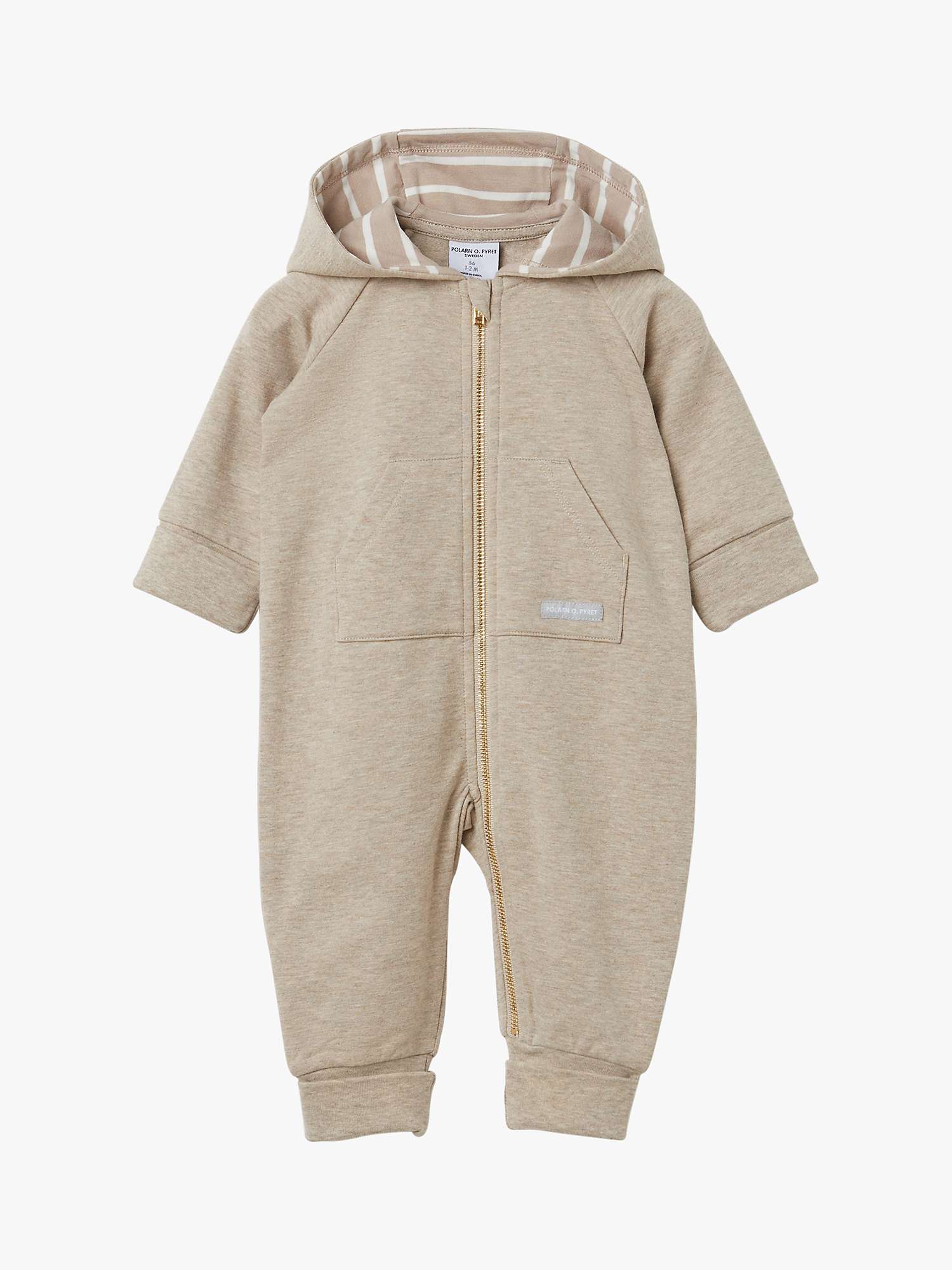 Buy Polarn O. Pyret Baby GOTS Organic Cotton Hooded Romper, Natural Online at johnlewis.com