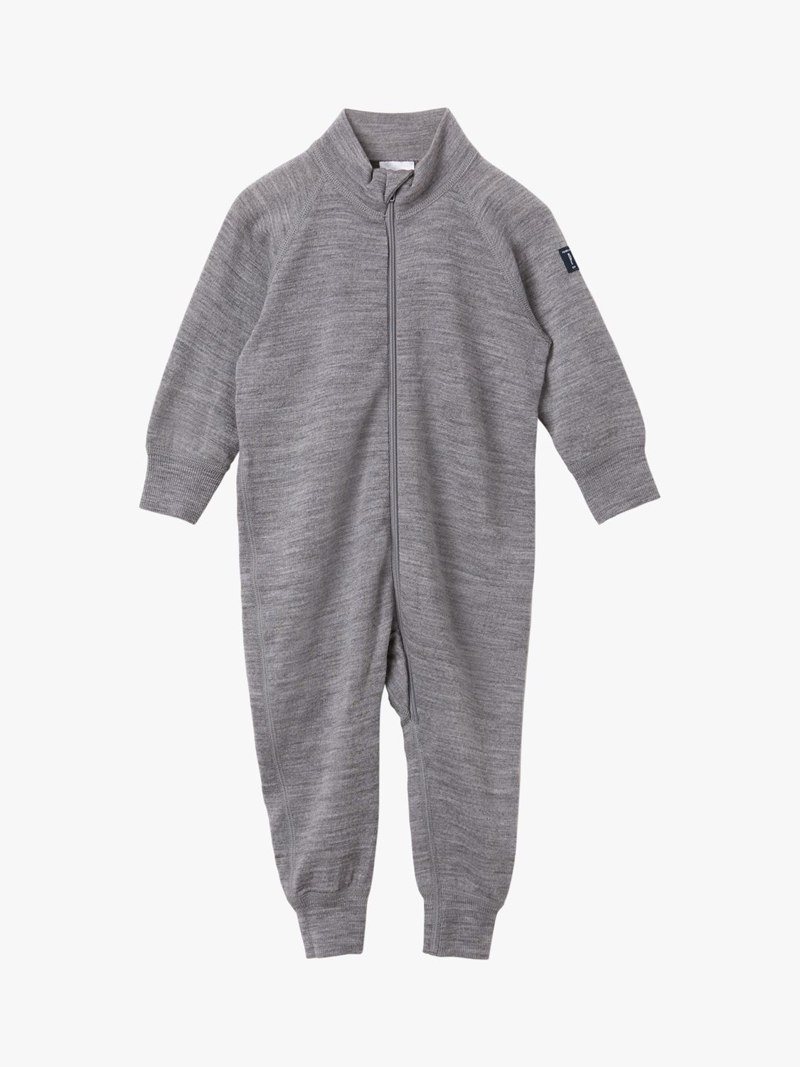 Polarn O. Pyret Baby Merino Wool Terry Overall Romper, Grey Marl, 1-2 months