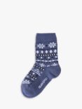 Polarn O. Pyret Kids' Fair Isle Merino Blend Socks, Blue