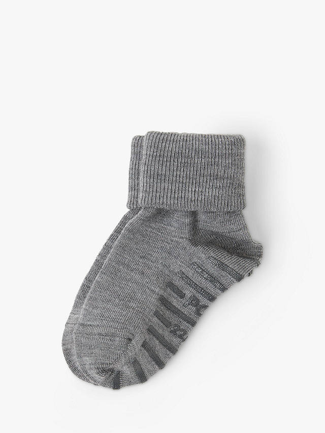 Polarn O. Pyret Kids' Merino Blend Slipper Socks, Grey