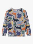 Polarn O. Pyret Kids' Organic Cotton Dinosaur Print Long Sleeve T-Shirt, Natural
