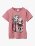 Polarn O. Pyret Kids' Organic Cotton Cats Printed T-Shirt, Pink