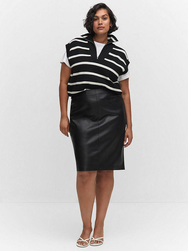 Mango Faux Leather Pencil Skirt, Black